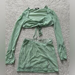 SHEIN GREEN SHIMMER SKIRT SET